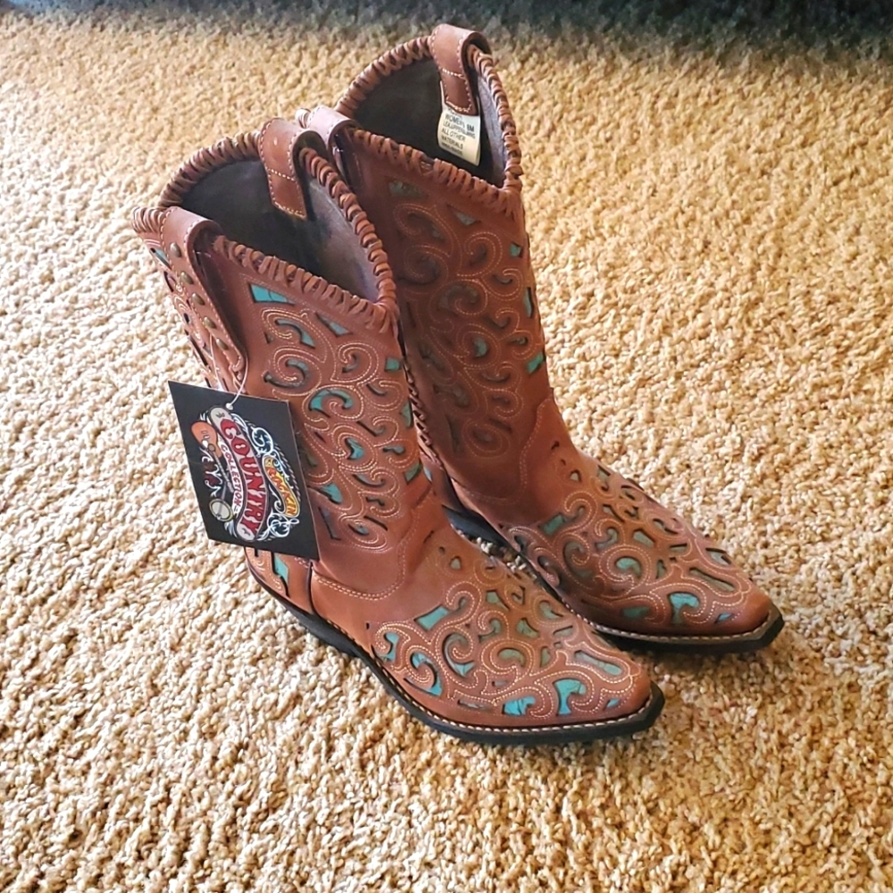 New! Beautiful genuine leather cowboy boots